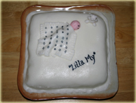 Denna tårta gjorde jag till svägerskans Babyshower. Dom kallar bebisen för "Lilla My"